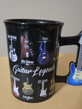 Rock & Roll Guitar Legends Black Ceramic Coffee Mug